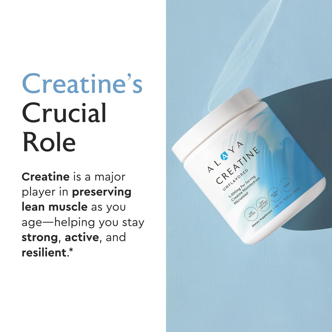 Alaya Naturals Micronized Creatine Monohydrate Powder – Flavorless, Vegan & Non-GMO (5 g)