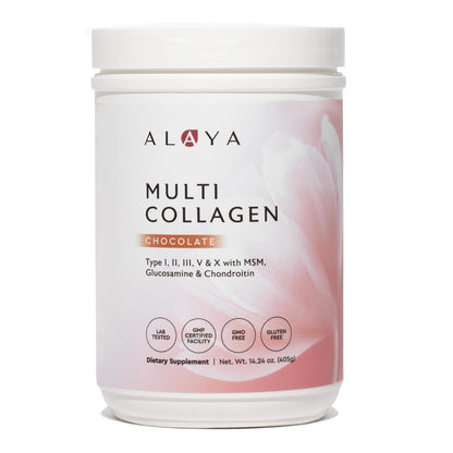 Alaya Naturals Multi Collagen Powder – Chocolate (Type I–X) with MSM & GC