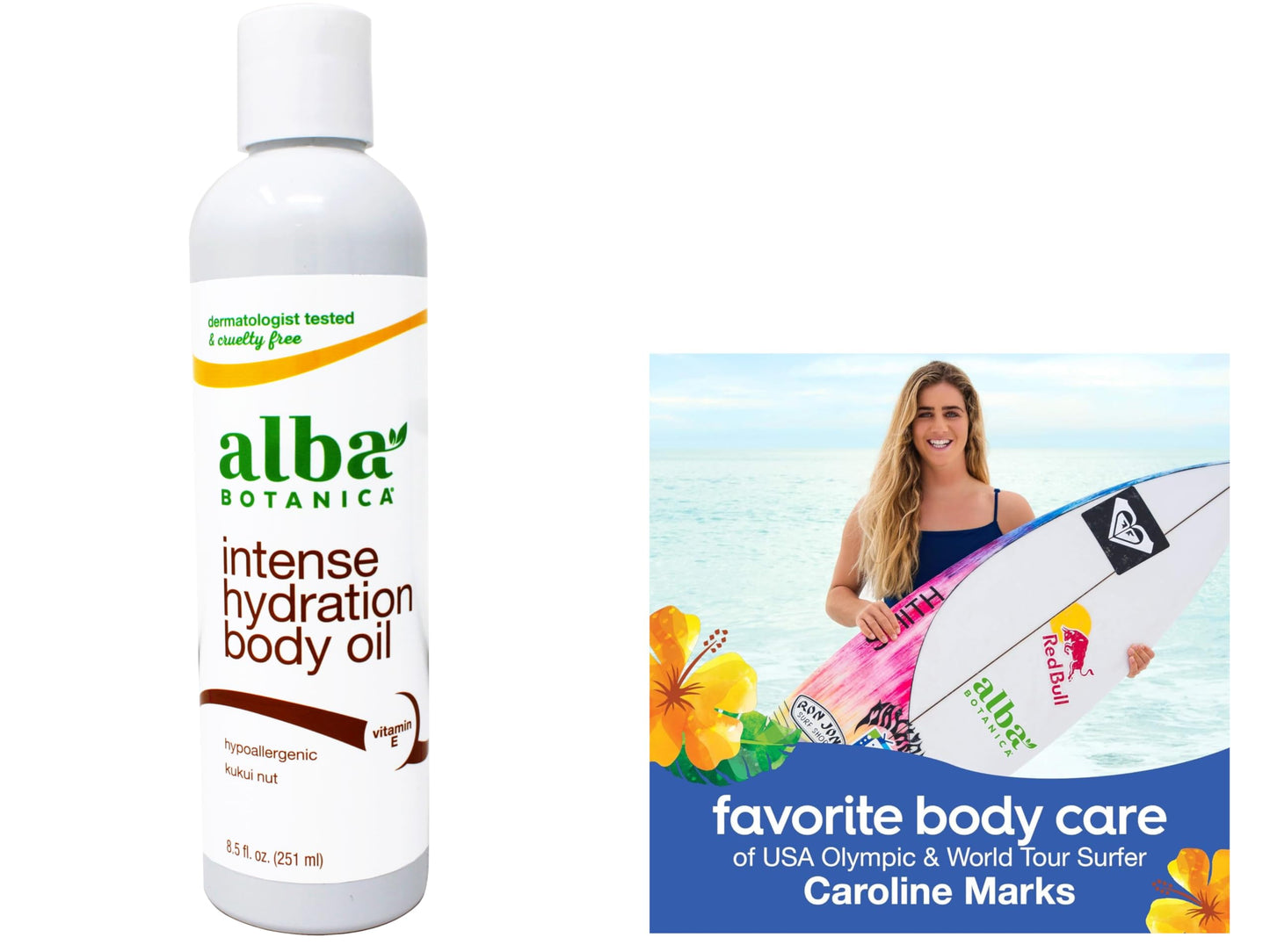 Alba Botanica Hawaiian Body Oil Kukui Nut 8.5 oz – 2 Pack | Hydrating, Fast-Absorbing Oil