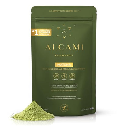 alcami elements Matcha Mushroom Coffee 10X Extract | Lion's Mane, Reishi & Cordyceps | 30 Servings