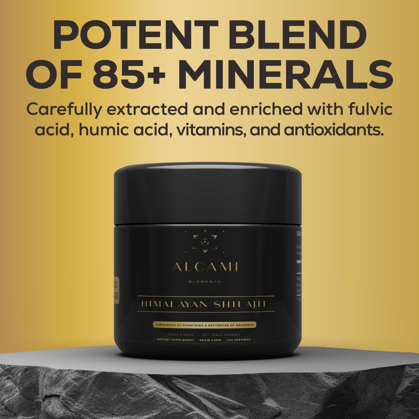 Alcami Premium Himalayan Shilajit Resin – High Potency 50g (100 Servings)