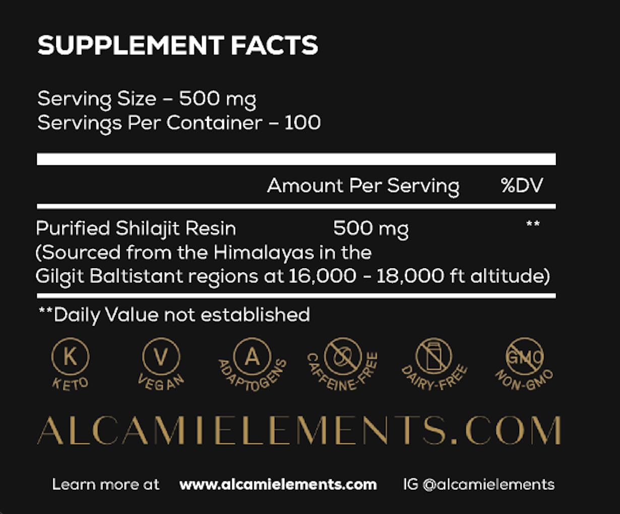Alcami Premium Himalayan Shilajit Resin – High Potency 50g (100 Servings)