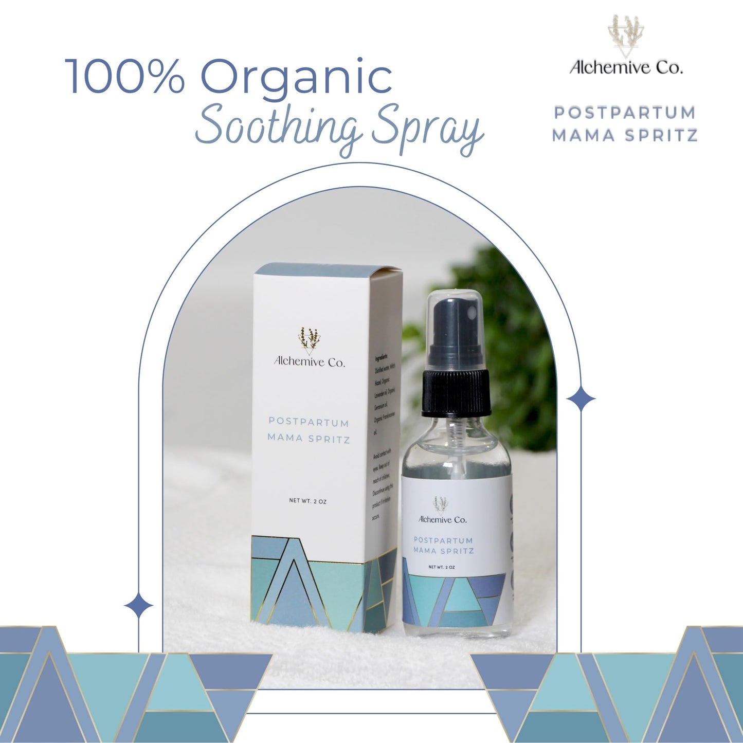 Alchemive Co. Mama Spritz Postpartum Perineal Spray | Cooling Witch Hazel Blend with Organic Essential Oils – 2 oz