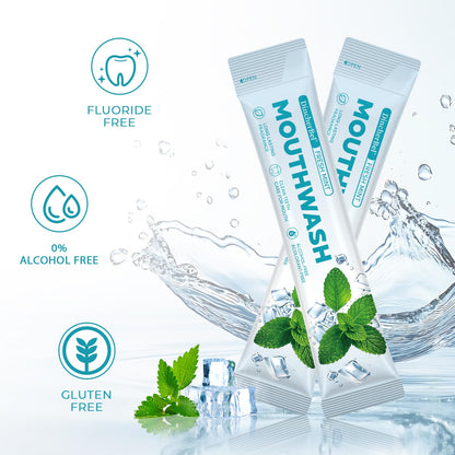 Travel-Size Alcohol-Free & Fluoride-Free Mint Mouthwash Packets – 60 Portable 0.63 oz