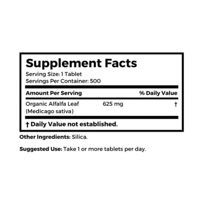 Bernard Jensen's Alfalfa Leaf Tablets 625mg – 500 Tablets