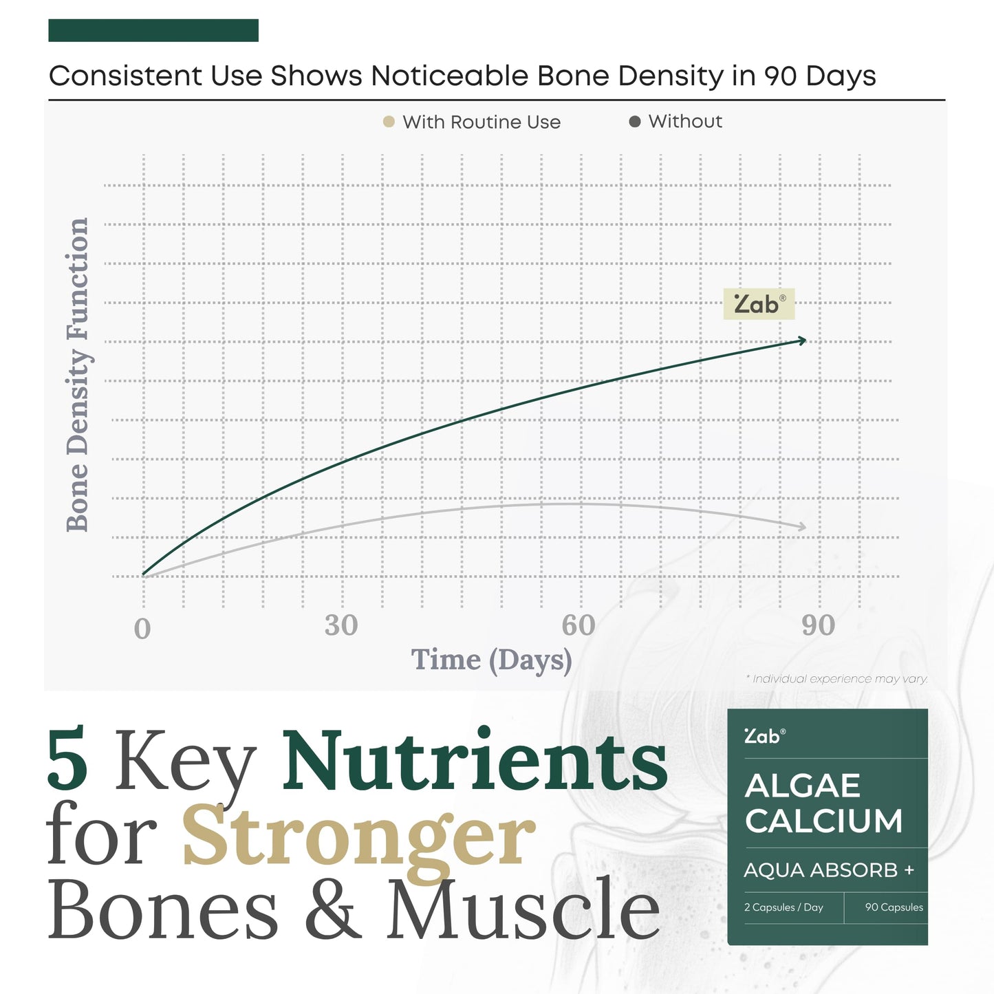 Algae Calcium with Vitamin D3 & K2 MK-7 – Magnesium-Calcium Complex, 90 Capsules