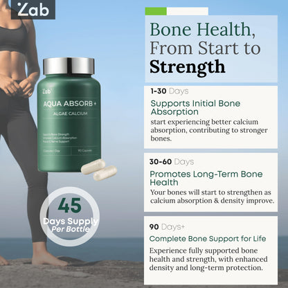 Algae Calcium with Vitamin D3 & K2 MK-7 – Magnesium-Calcium Complex, 90 Capsules
