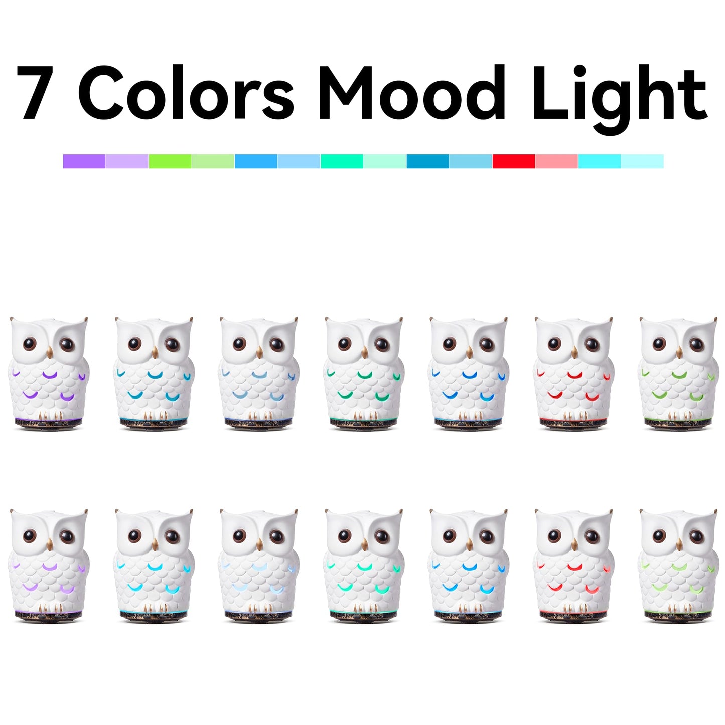 ALIEYE Owl Essential Oils Diffuser - 200ml Ceramic, Waterless Auto-Off, 7-Color LED