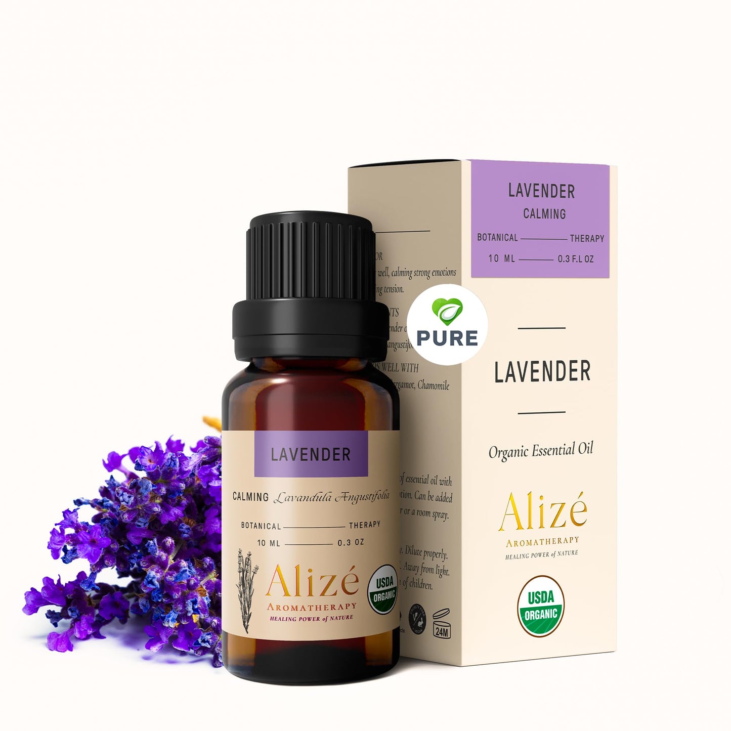 Alizé Aromatherapy Lavender Essential Oil – 100% Organic, USDA Certified (10ml)