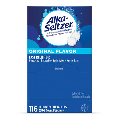 Alka-Seltzer Original Flavor Effervescent Tablets – Fast Multi-Symptom Relief, 116 Count