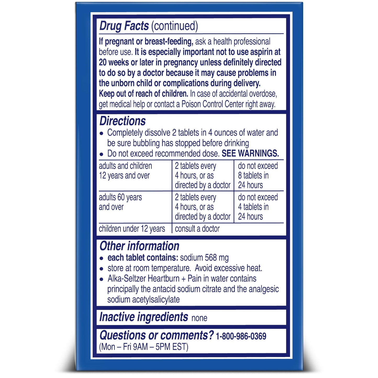 Alka-Seltzer Heartburn + Pain Relief Tablets | Fast Heartburn & Indigestion Relief, 12 Ct