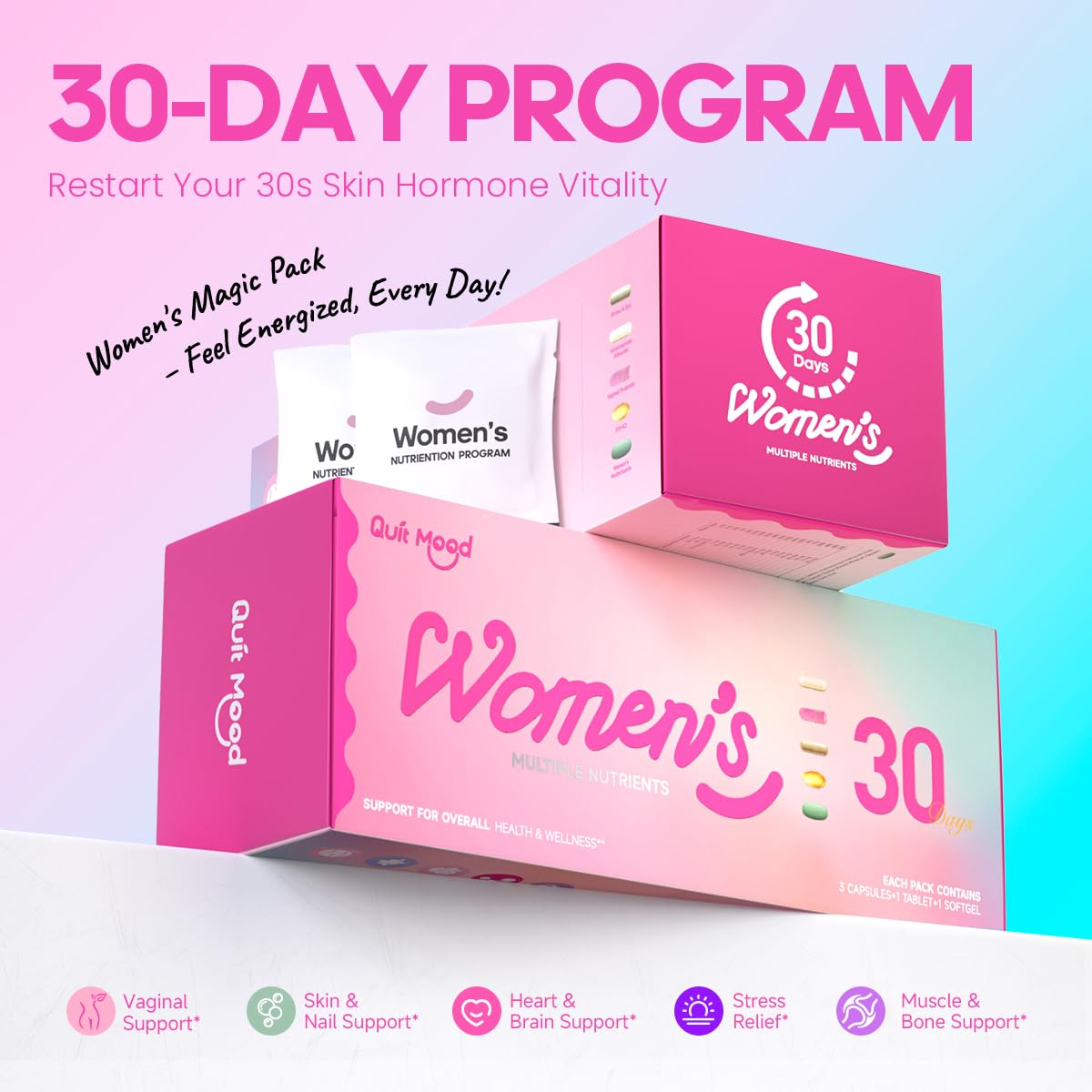 Women's Daily Vitamin Packs – All-in-One Multivitamin with Probiotics, D3+K2, NR1000 & Ashwagandha