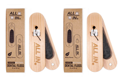 ALL IN Waxed Charcoal Floss with Refillable Holder – Mint, PFAS-Free 32 yd