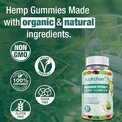 3 Packs Hemp Gummies Advanced Extra Strength for Sleep, Pain & Anxiety – High Potency Hemp Oil Infused Gummies