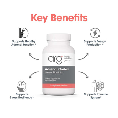 Allergy Research Group Adrenal Cortex Support - Adrenal Glandular Supplement, Immune Function, 100mg Adrenal Extract, Bovine - 100 Count
