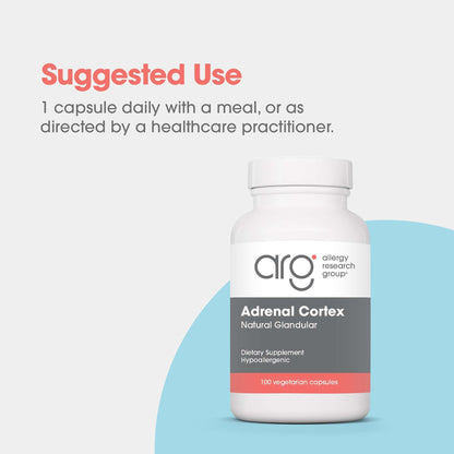 Allergy Research Group Adrenal Cortex Support - Adrenal Glandular Supplement, Immune Function, 100mg Adrenal Extract, Bovine - 100 Count