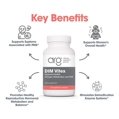 Allergy Research Group DIM Vitex Supplement – Hormone Balance & PMS Support, Soy-Free Vegetarian Capsules (120 Count)