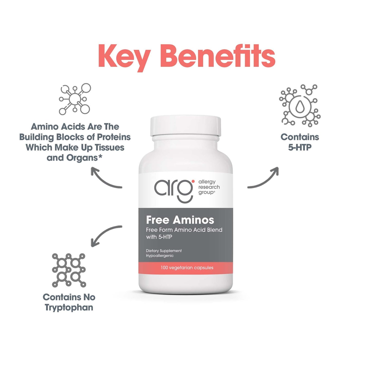 Allergy Research Group Free Aminos – Lean Muscle Support (Vegetarian Capsules) - 100 Count