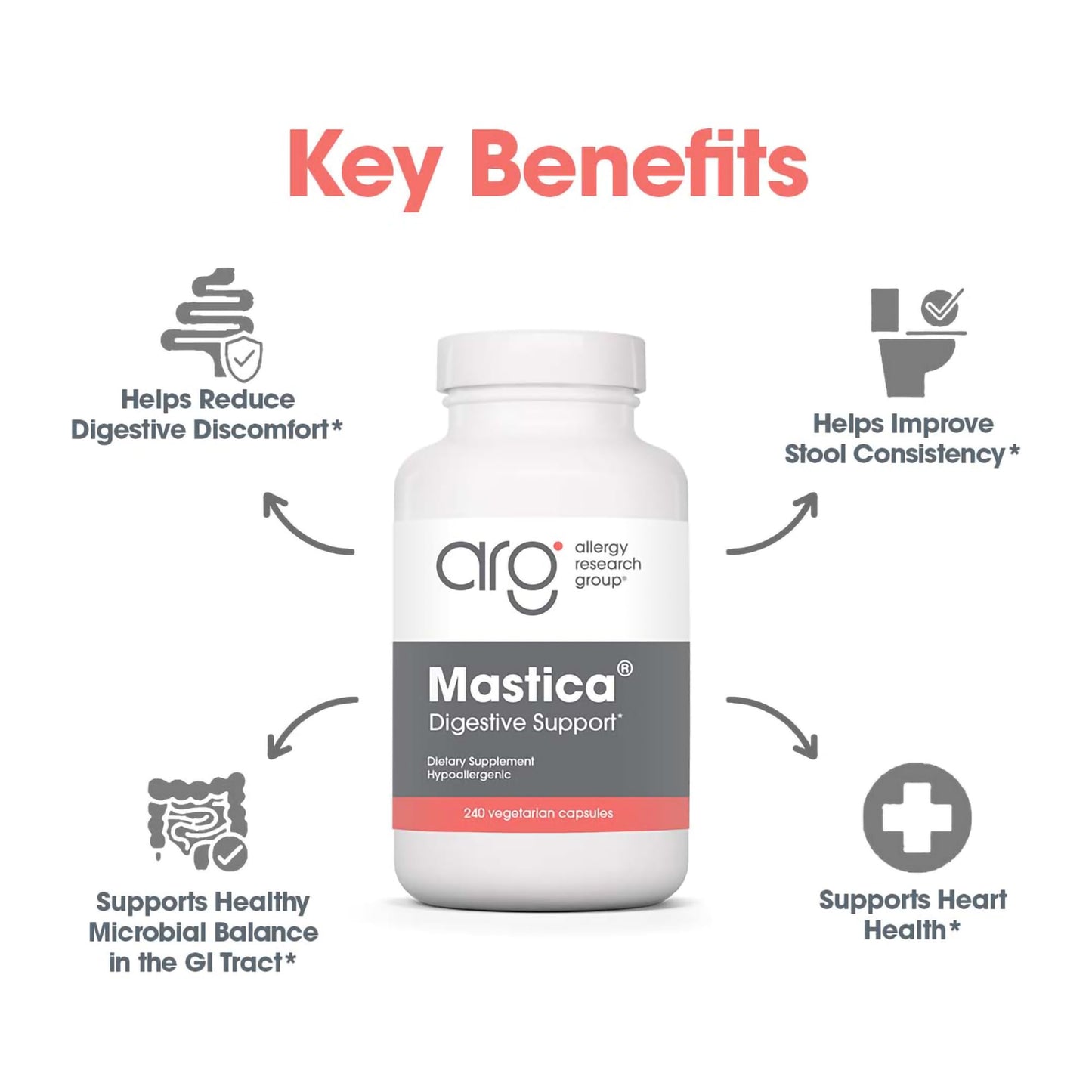 Allergy Research Group Mastica - Mastic Gum Capsules for Digestive Health - 240 Count