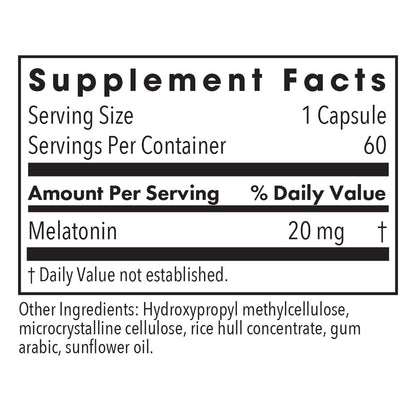 Allergy Research Group Melatonin 20mg - Extra Strength Sleep Aid (60 Count)
