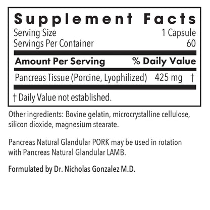 Allergy Research Group Pancreas Pork Supplement – Pancreas Glandular Enzymes, 425mg, 60 Count