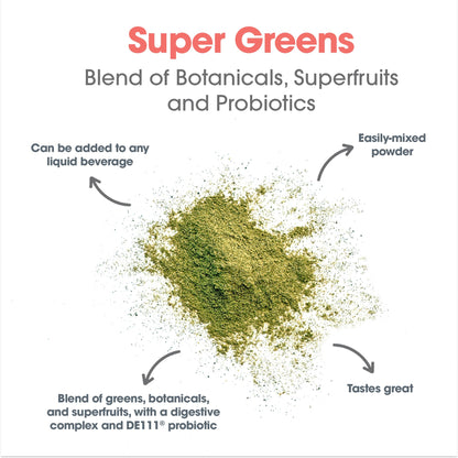 Allergy Research Group Super Greens – 8.45 oz Superfood Powder with Spirulina, Chlorella, Oat Grass & DE111 Probiotic