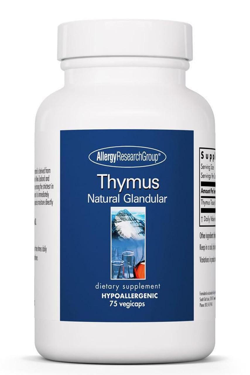 Allergy Research Group Thymus Glandular – 1000mg Ovine Thymus, Hypoallergenic, 75 Count