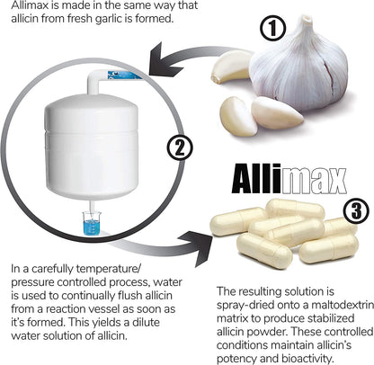 ALLIMAX 180mg 90 Capsules | Stabilized Allicin Garlic for Immune Support
