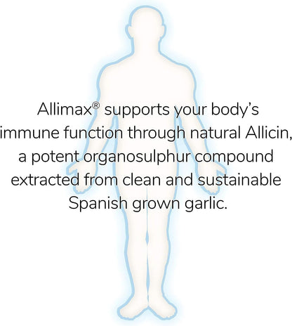 ALLIMAX 180mg 90 Capsules | Stabilized Allicin Garlic for Immune Support