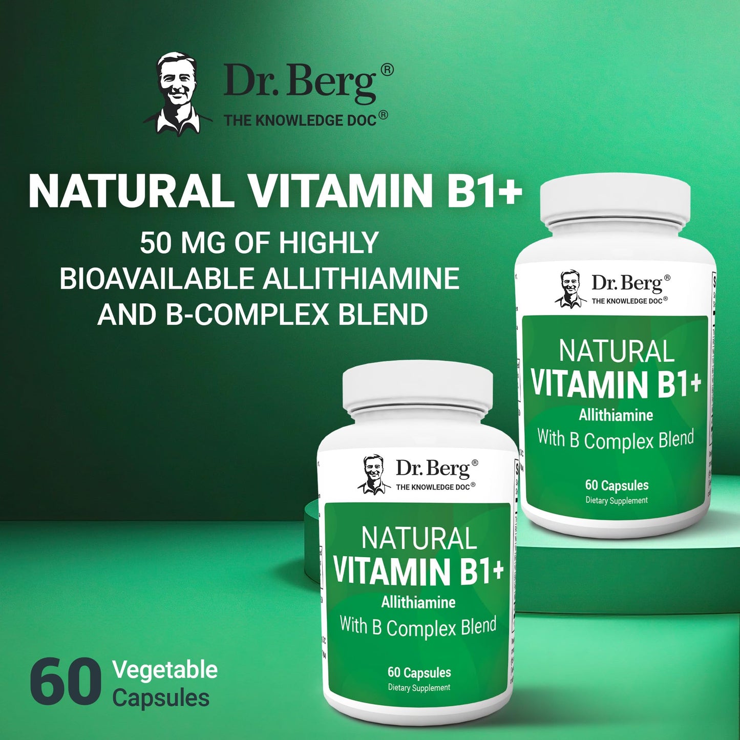 Dr. Berg Allithiamine B1 B6 B12 Complex – Natural Vitamin B1 Supplement (60 Capsules)
