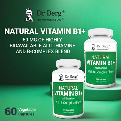Dr. Berg Allithiamine B1 B6 B12 Complex – Natural Vitamin B1 Supplement (60 Capsules)