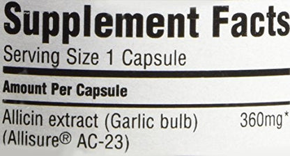 AlliUltra 360mg Capsules – 30 Count | Stabilized Allicin Garlic for Immune Support | Plant-Based, Non-GMO, Vegan, Made in UK