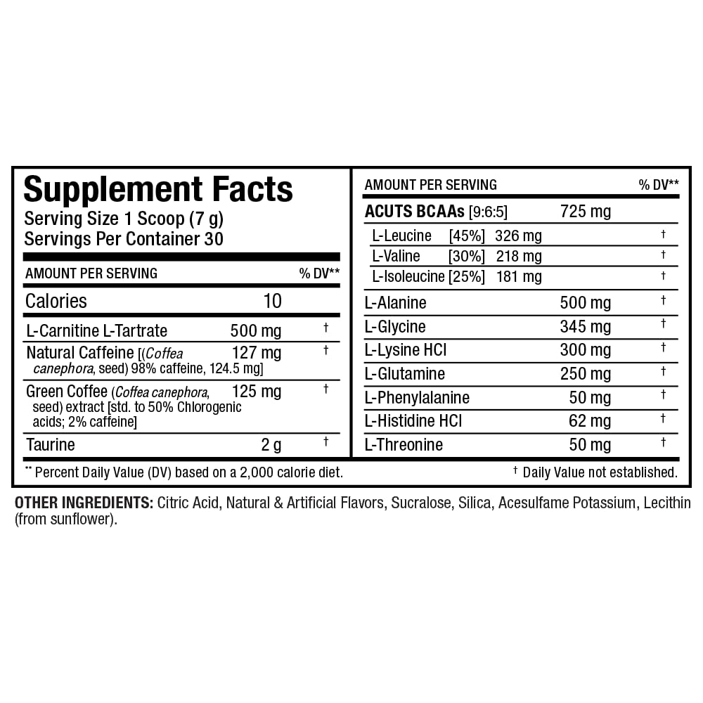 ALLMAX A:CUTS Amino-Charged Energy Drink Peach Mango – 210 g (30 Servings) | Caffeine, L-Carnitine & Taurine