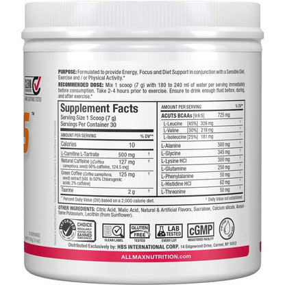 ALLMAX A:CUTS Watermelon Amino-Charged Energy Drink — 210 g, 30 Servings