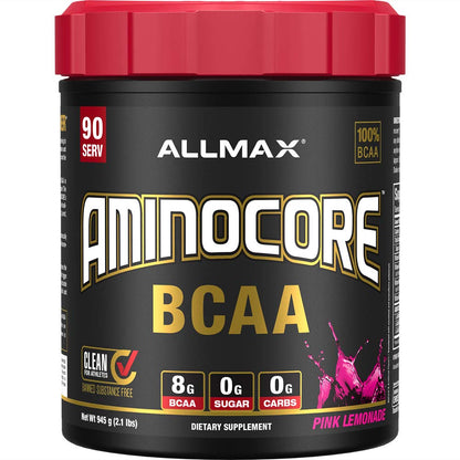 ALLMAX AminoCORE BCAA Pink Lemonade – 945 g, 90 Servings, 8.18 g BCAAs per Serving, Sugar Free, with B Vitamins