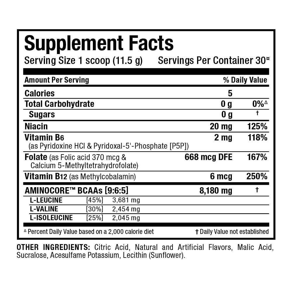ALLMAX Nutrition AMINOCORE BCAA Powder – 8,180 mg BCAAs per Serving, Pineapple Mango, 315 g | Intra & Post-Workout Recovery