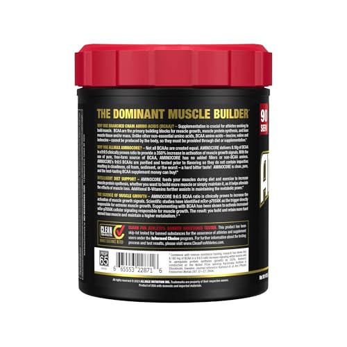 ALLMAX AminoCORE BCAA Blue Raspberry Powder – 945 g, 90 Servings, 8.18 g BCAAs per Serving, Sugar Free, Instantized + B Vitamins