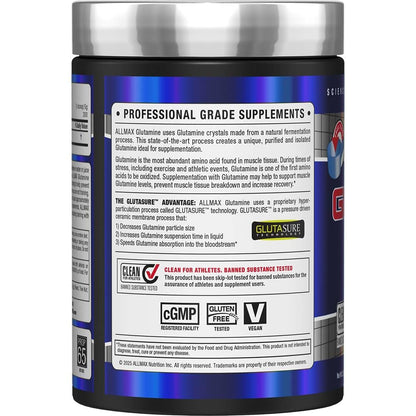 ALLMAX Nutrition L-Glutamine Powder – Muscle Recovery Formula | Gluten Free, Vegan | 1000 Grams