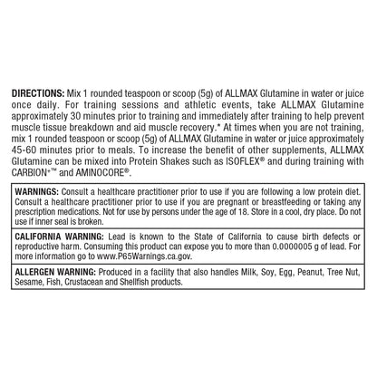 ALLMAX Nutrition L-Glutamine Powder – Muscle Recovery Formula | Gluten Free, Vegan | 1000 Grams