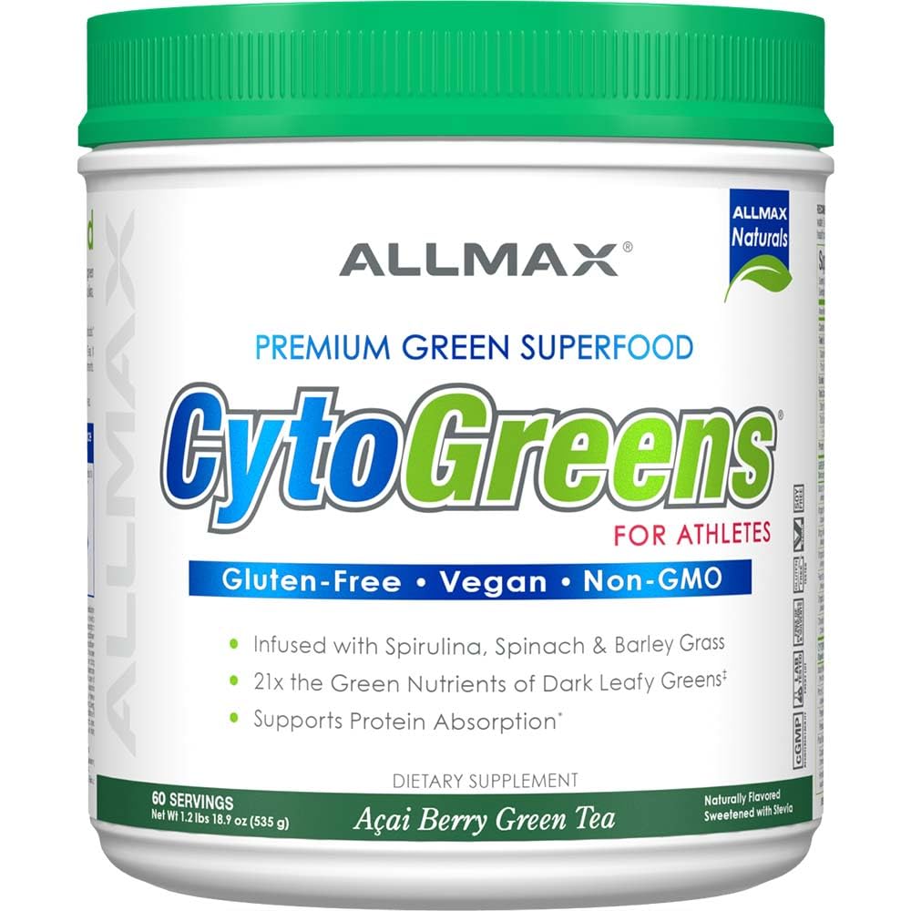 AllMax Naturals CYTO-Greens Premium Green Superfood – Acai Berry Green Tea, 60 Servings