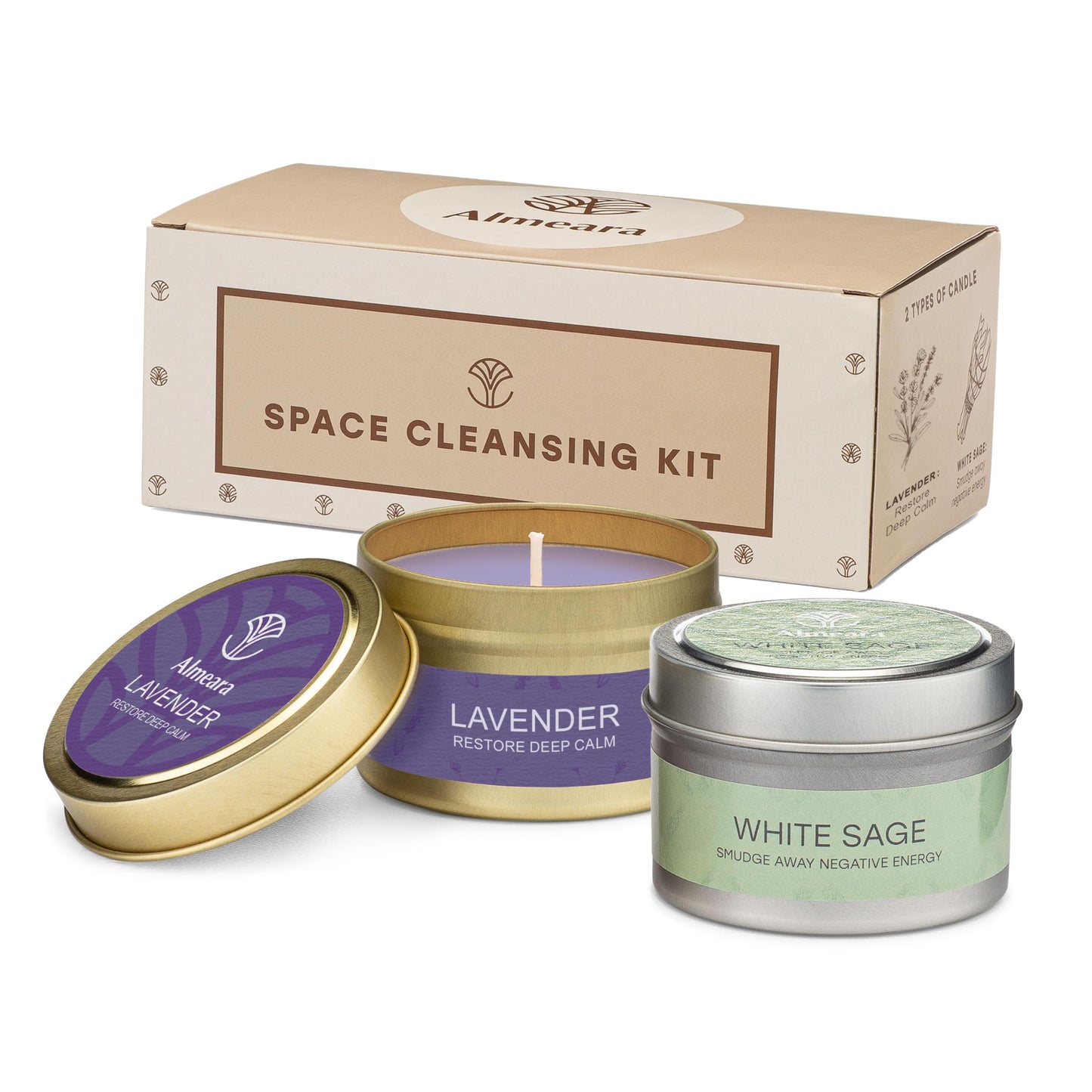 Almeara Sage & Lavender Candle Set – 2x3.7oz 100% Soy Wax
