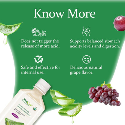 AloeCure USDA Organic Aloe Vera Juice – Grape Flavor, 16.7oz x 2 Bottles | Digestive & Immune Support