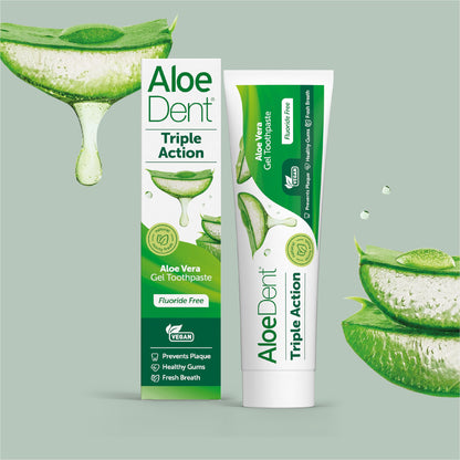 AloeDent Triple Action Toothpaste 100 ml – Fluoride-Free, Aloe Vera & Tea Tree