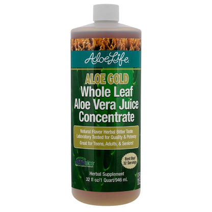 Aloe Life Whole Leaf Aloe Vera Juice — Organic & Gluten-Free (Aloe Gold, 32 oz)