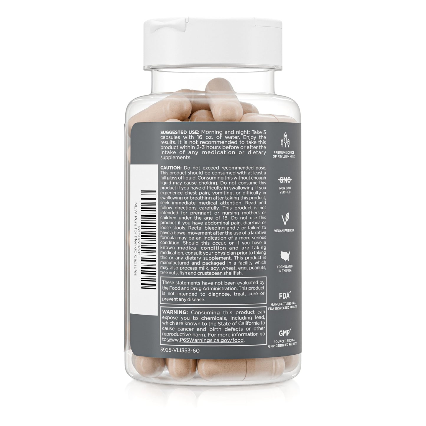 Pure for Men Stay Ready Fiber – Digestive Regularity (60 Vegan Capsules)