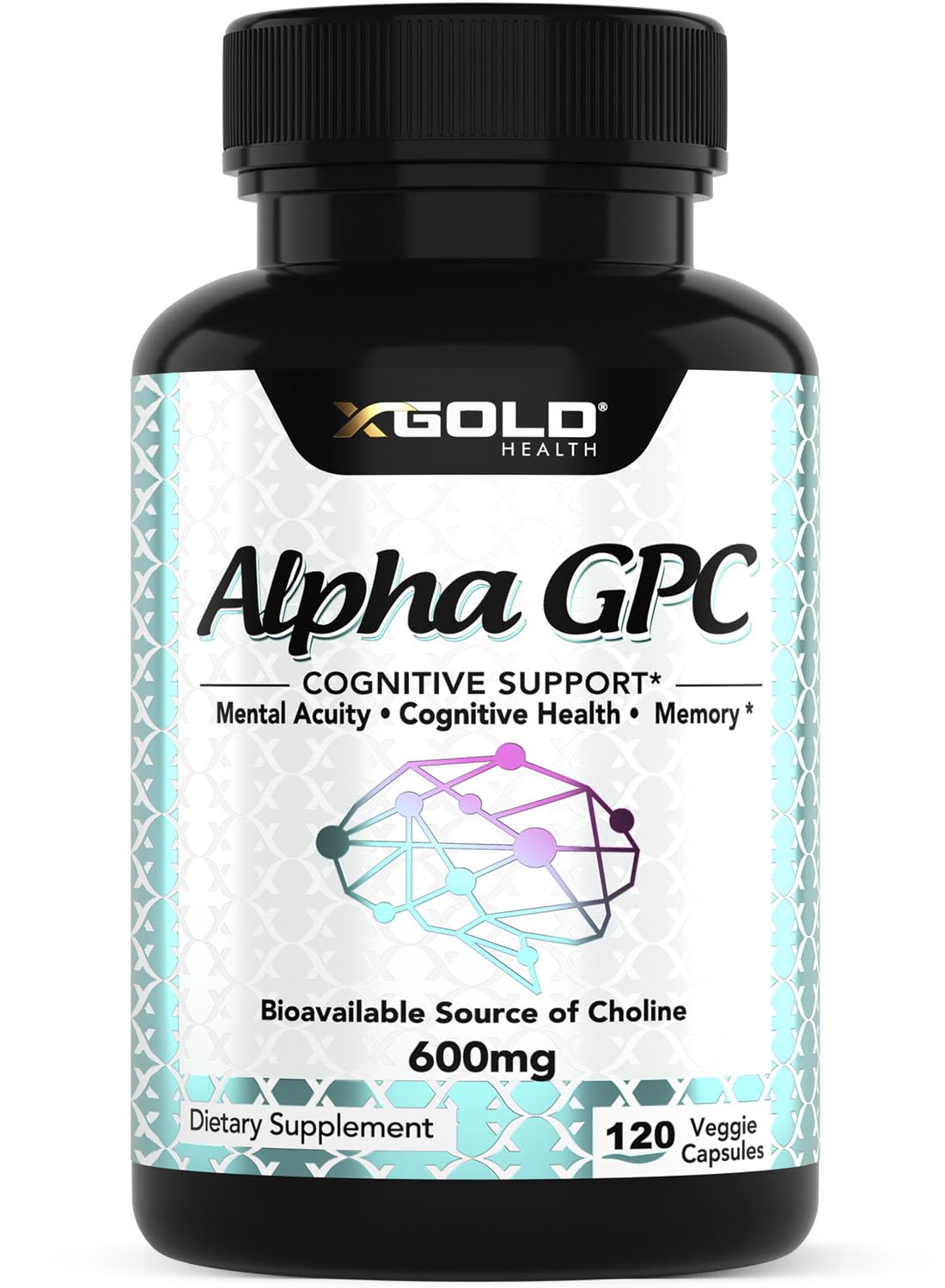 Alpha GPC Choline 600mg - Nootropic Brain Health & Focus, 120 Veggie Capsules