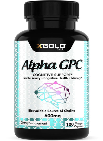 Alpha GPC Choline 600mg - Nootropic Brain Health & Focus, 120 Veggie Capsules