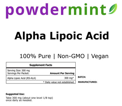 Alpha Lipoic Acid Powder RS-ALA (Pure ALA) – Antioxidant Supplement | Scoop Included | Multiple Sizes