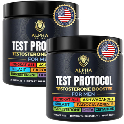 Alpha Tribe Test Protocol – Elite Natural Testosterone Support for Men | Ashwagandha & Tongkat Ali (120 Count Pack of 2)