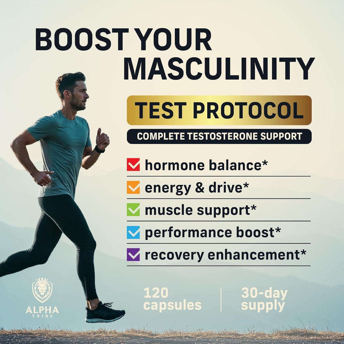 Alpha Tribe Test Protocol – Elite Natural Testosterone Support for Men | Ashwagandha & Tongkat Ali (120 Count Pack of 2)